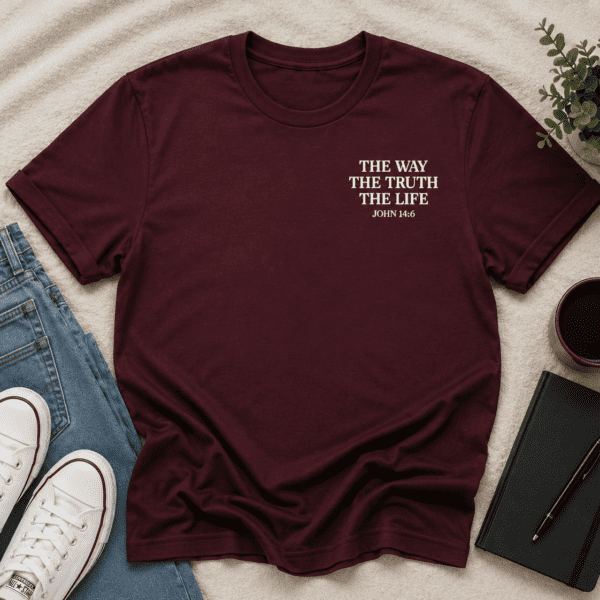 Christian Inspirational T-Shirt – The Way The Truth The Life Tee - Back view