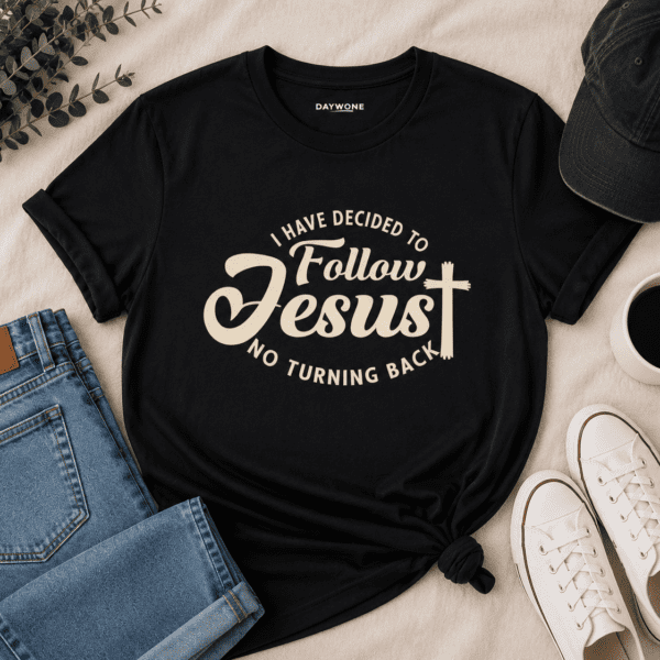 Minimalistic Christian T-Shirt | I Have Decided to Follow Jesus | daywone - Back view