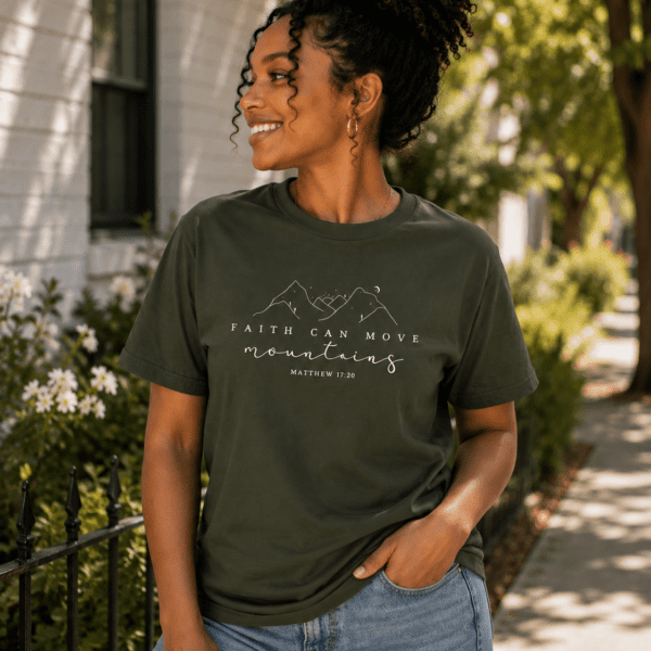 Faith Can Move Mountains T-Shirt – Matthew 17:20 - Back view