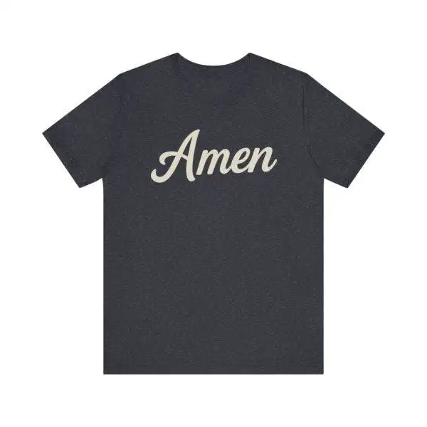 Amen Christian T-Shirt – Bella Canvas 3001 Faith Tee - Back view