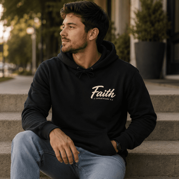 Walk by Faith Not by Sight Hoodie | Minimalist Christian Sweatshirt - Back view
