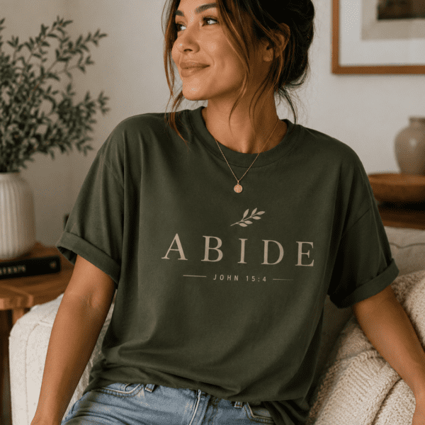 Minimalist Christian Graphic Tee – Abide - Back view