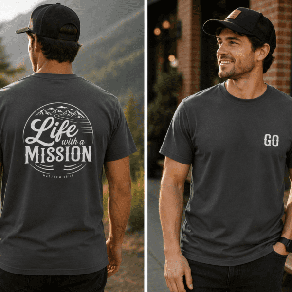 Life With a Mission Shirt | Matthew 28:19 Christian Graphic Tee - Back view