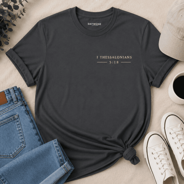 Faith-Based Graphic Tee for Young Adults | Give Thanks - Back view