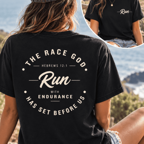 Modern Faith-Based T-Shirt – Run the Race - Back view